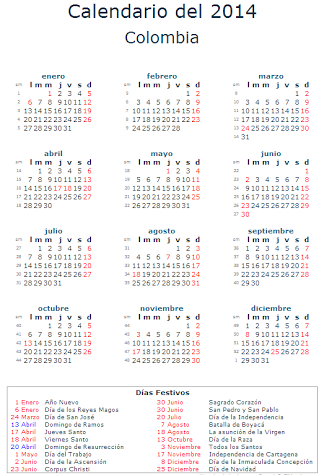 Calendario De Colombia 2015 Akali